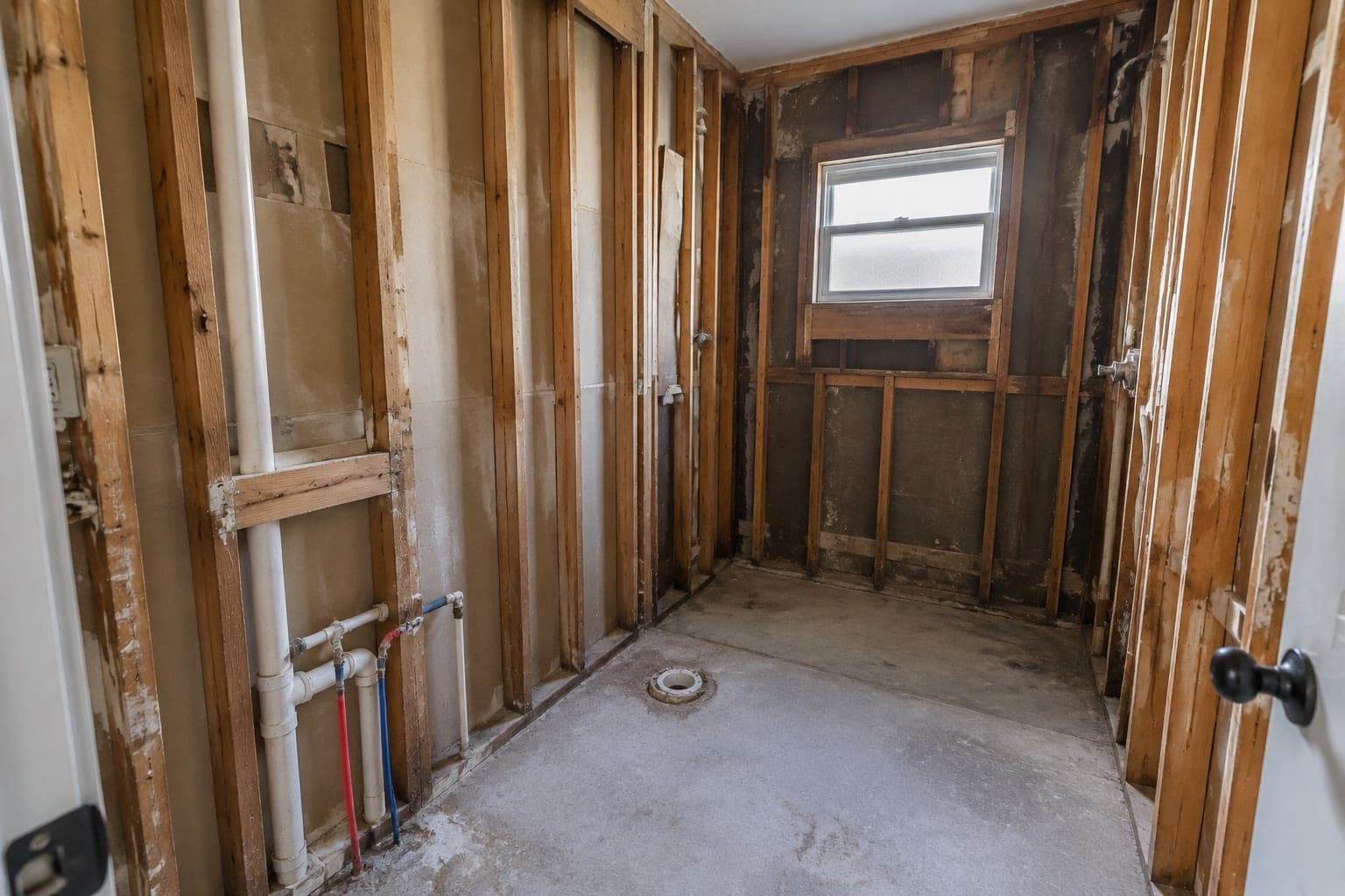 Gutted bathroom down to studs in Tampa